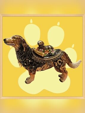 Cristiani Australian Shepherd Dog With Puppy Trinket Box